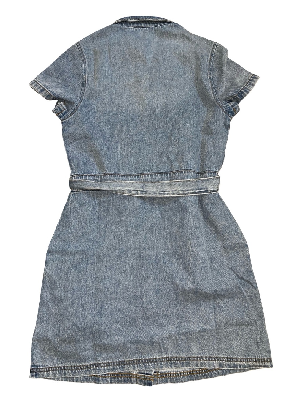 Frye Belted Denim Mini Dress - Short Sleeve Button Down size S - Picture 3 of 6